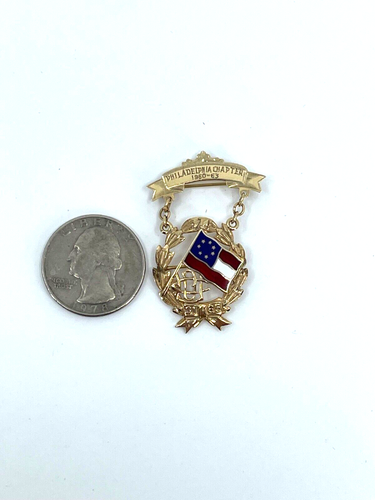 10k Yellow Gold Philadelphia Chapter UDC United Daughters of Confederate Pin - Picture 5 of 5