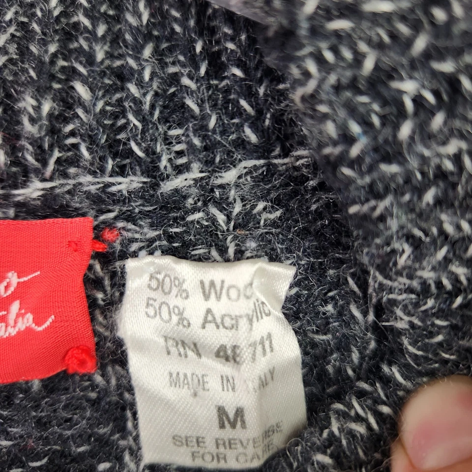 Suéter Tejido Cable Mezcla Lana Gris Massini Hecho en Italia Mediano  Foto 3 de 4