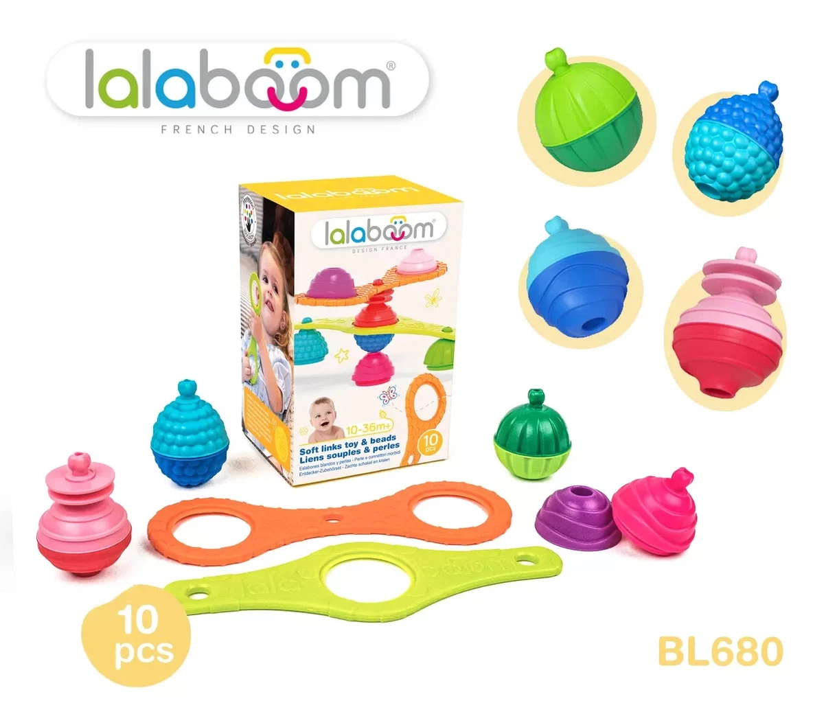 Lalaboom Soft Links and Educational Beads Toy for Toddlers