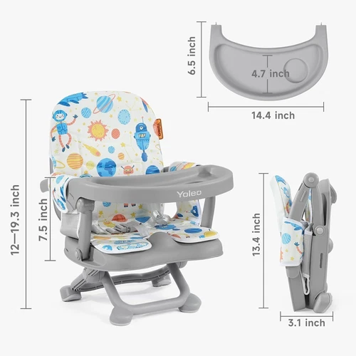 Travel Booster Seat w/ Tray Adjustable Folding High Chair Children Baby Armchair - Picture 18 of 78