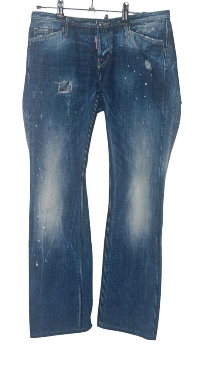 Dsquared2 Jean Distressed Dark Denim 100% Cotton Blue Made Dsquared2 Jean Distressed Dark Denim 100% Cotton Blue Made