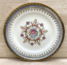 Homer Laughlin USA GEORGIAN 22K Gold Trim 9 7/8" Dinner Plate Floral - EX COND.