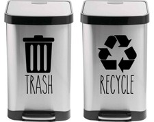 Trash Recycle Vinyl Decals - Skinny Farmhouse Kitchen Can Set - Die Cut Stickers