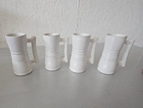 Four Juice Tumbler Frankoma Pottery #26DC Lazy Bones Westwind White Sand Cup Mug