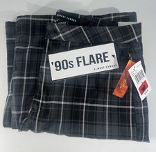 Almost Famous 90s Flare Plaid Flare Pants Size 9 Black And Blue