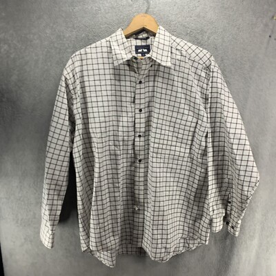 WOODS & GRAY Shirt Mens Tan and brown Plaid Long Sleeve XL Button Down