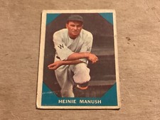 1960 Fleer Baseball Greats Card #18 Heinie Manush - EX - Lite Corner Wear -