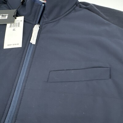 $298 RLX Ralph Lauren Golf Navy Blue New England Full Zip