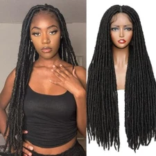 Synthetic Full Lace Wig Women 32 Inch Long Straight Knotless Braiding Wig