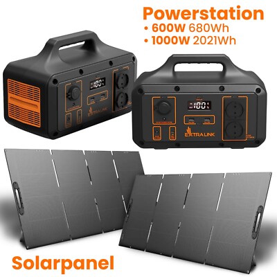 Powerstation LiFePO4 680Wh 600W / 1021Wh 1000W Solargenerator Mit Solarpanel