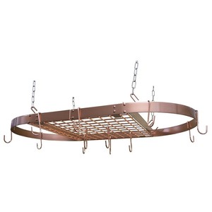 Details About Kitchen Copper Pot Rack Oval Ceiling Hanging Cookware Storage Pan Holder Hanger