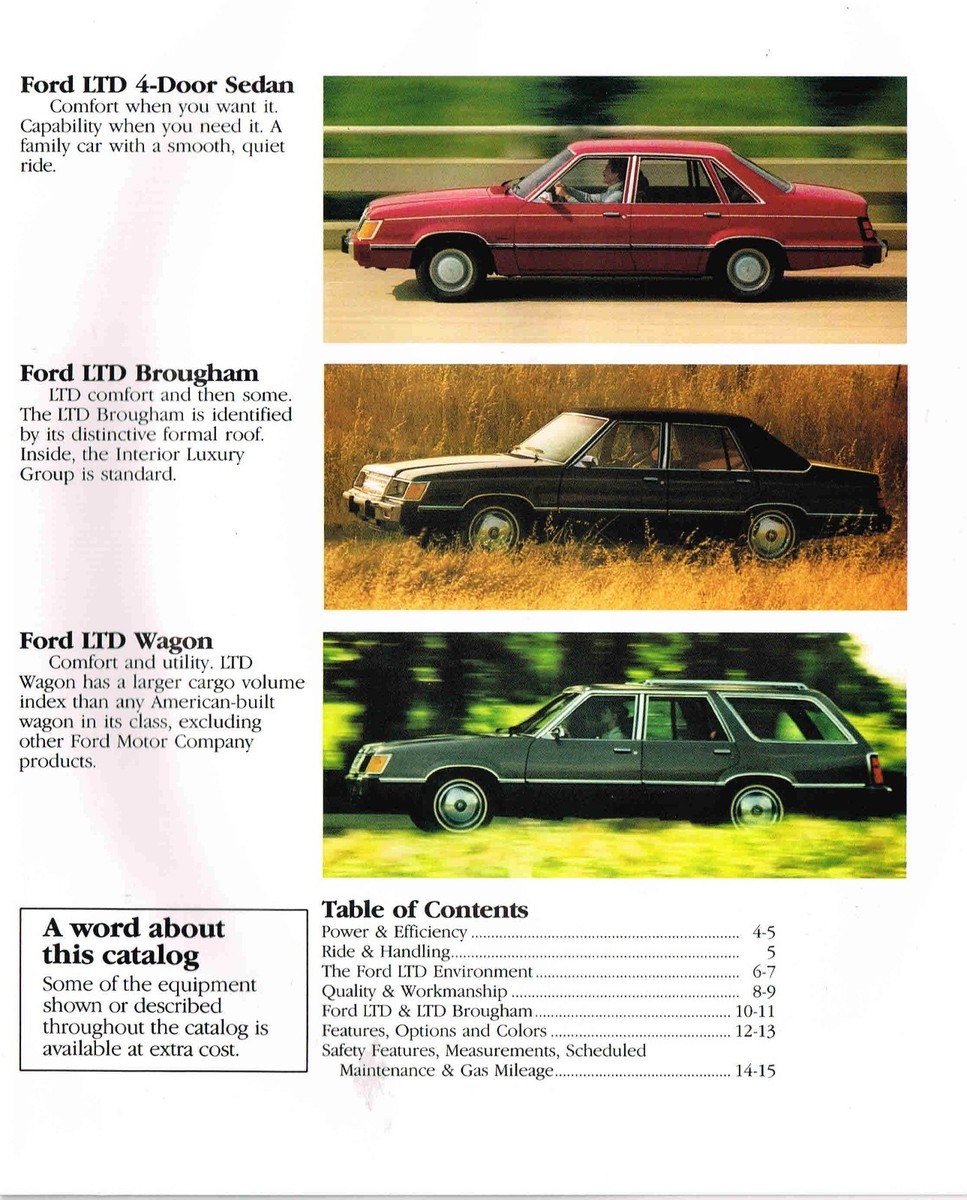 1984 Ford LTD Brochure w/Color Chart: SEDAN, BROUGHAM, Station
