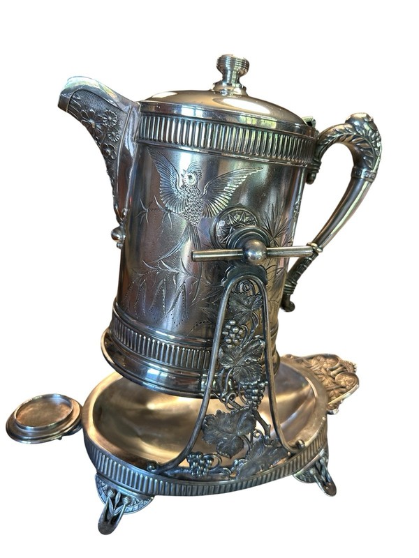 Antique Victorian Pairpoint Quadruple Plate Tilting Ice Water Pitcher & Stand