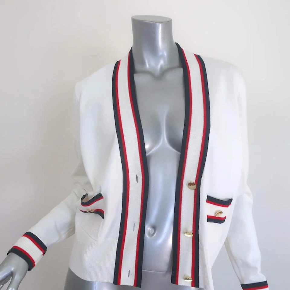 Cárdigan Ted Baker Skilarr a Rayas Marfil Elastizado Tejido Talla 3 NUEVO Foto 3 de 4