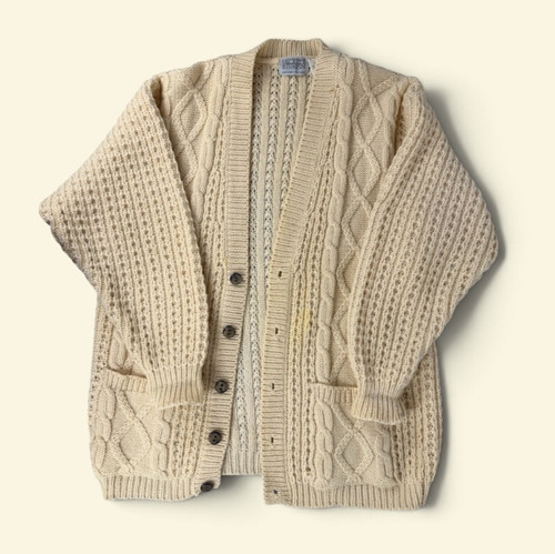 Hackett, Cardigan Hackett & Turpin Vintage Lana Maglia Pescatore Irlanda Rural Cottage Uomo L