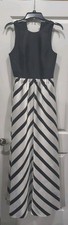 Alfred Sung A-line Black Top w/Chevron Print Gown (Size 6)