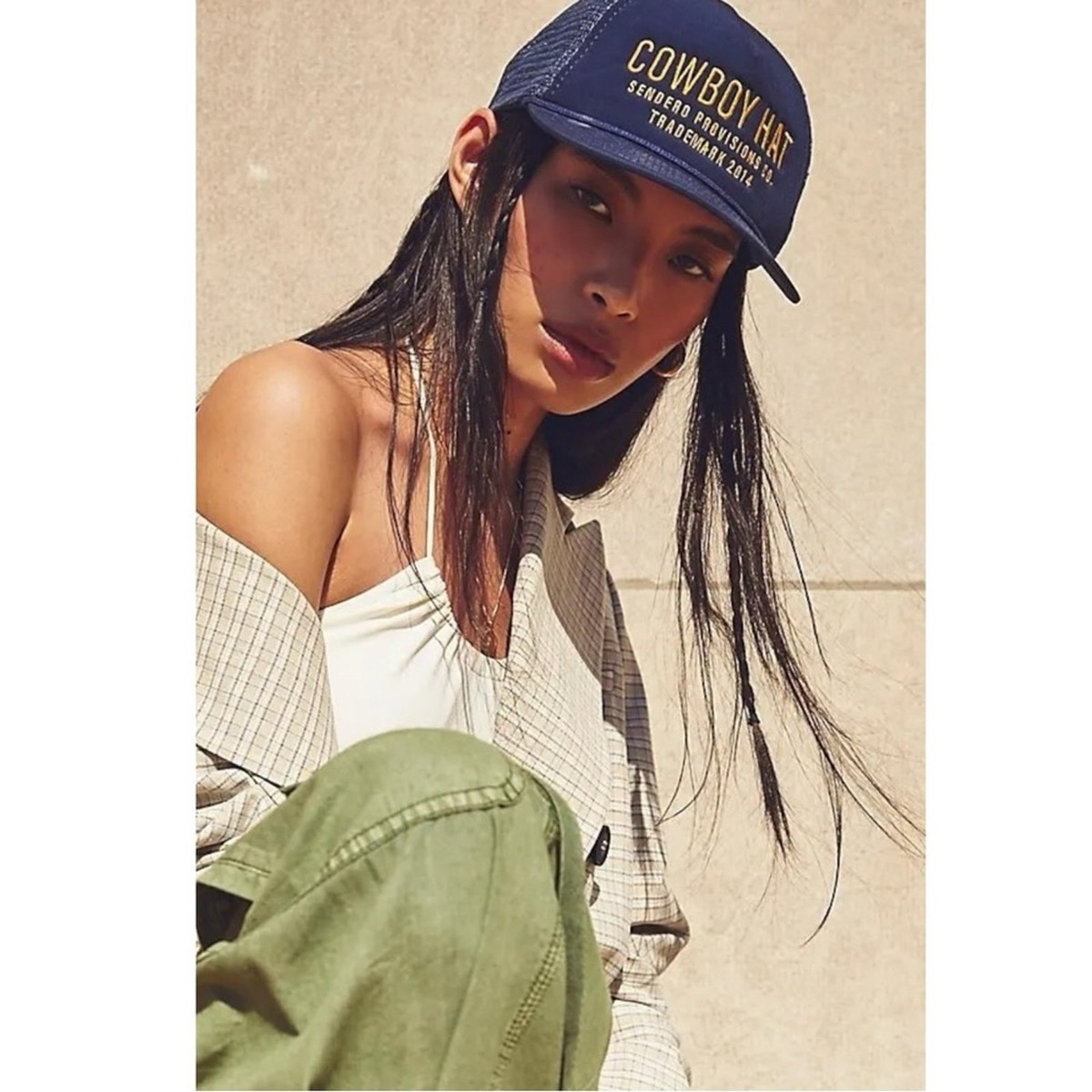 Free People Sendero Provisions Cowboy Hat Navy New One Size Free People Western Bohemian Cowboy Baseball Trucker Hat  main image 2