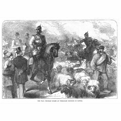 FRANCO PREUSSENKRIEG Preußische Garde bei Versailles - antiker Druck 1870
