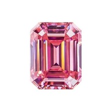 Certified 7 CT Emerald Shape Natural Pink Color Loose Lab Grown Diamond VVS1