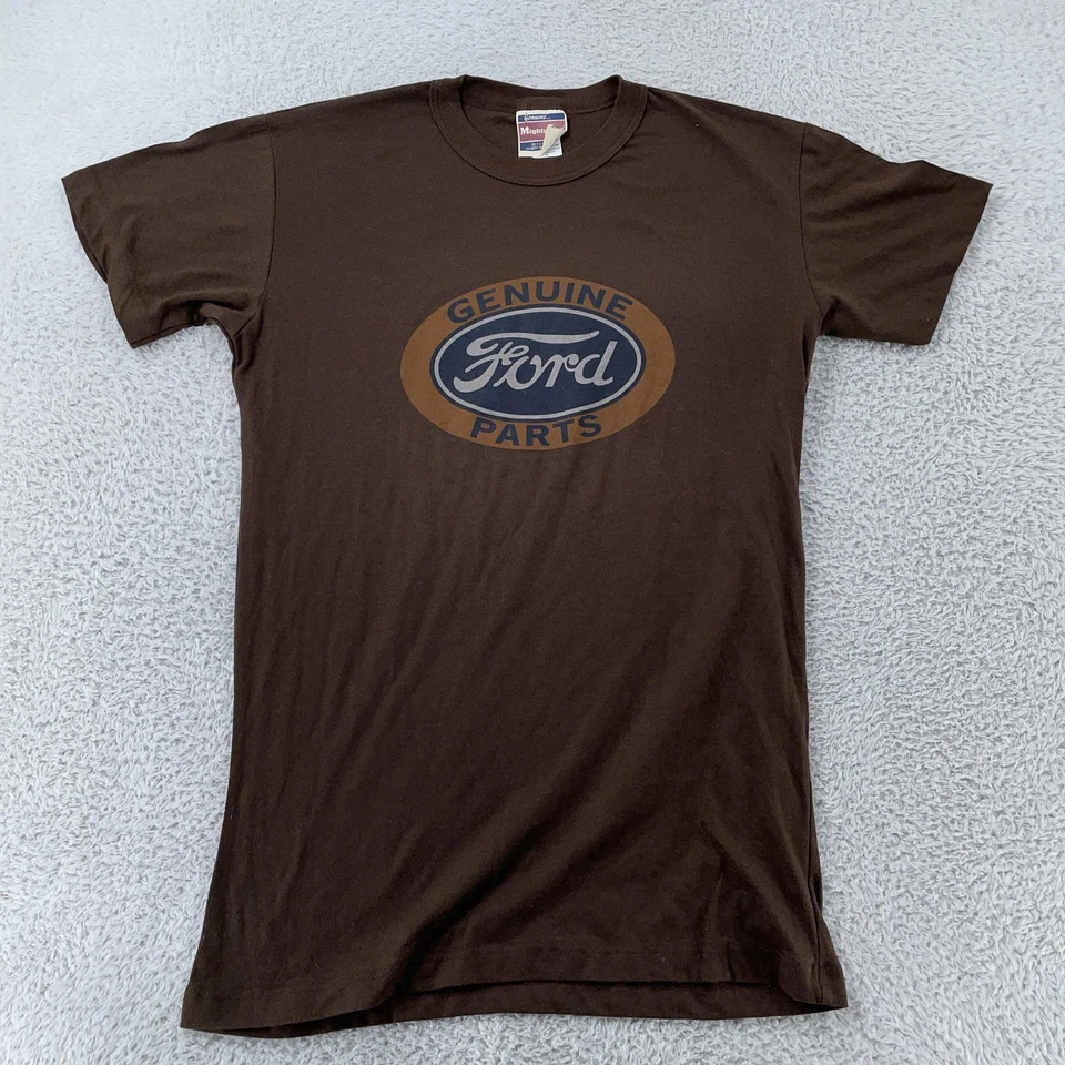 Camiseta De Colección Ford Piezas Genuinas Pequeña Marrón Camión Carreras Camiseta Logo Poderosamente Fina Foto 2 de 4