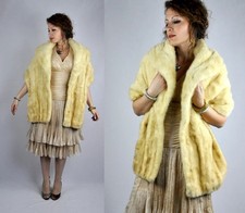 Vintage Mink Fur Stole with Pockets Shawl Cape Capelet Shrug 40s 50s Wedding