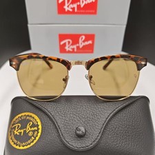 New Ray-Ban RB3016 Clubmaster Classic Sunglasses Havana-Gold Frame Brown Lens UV