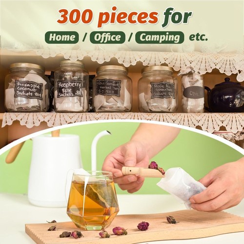 300PCS Cotton Drawstring Tea Bags Disposable Seasoning Bag Loose Leaf Tea - Picture 8 of 12