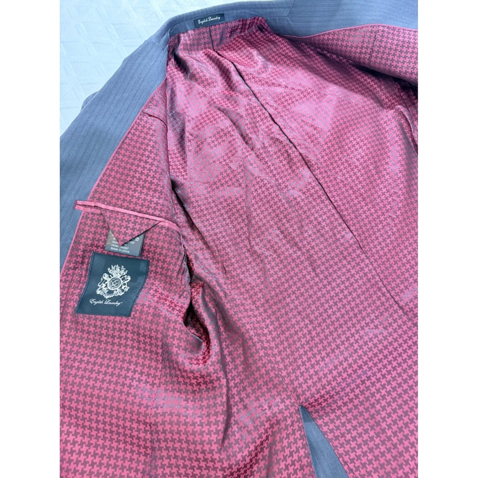 Terno masculino English Laundry cinza listrado lã duas peças - 44L 37W - Imagem 3 de 4