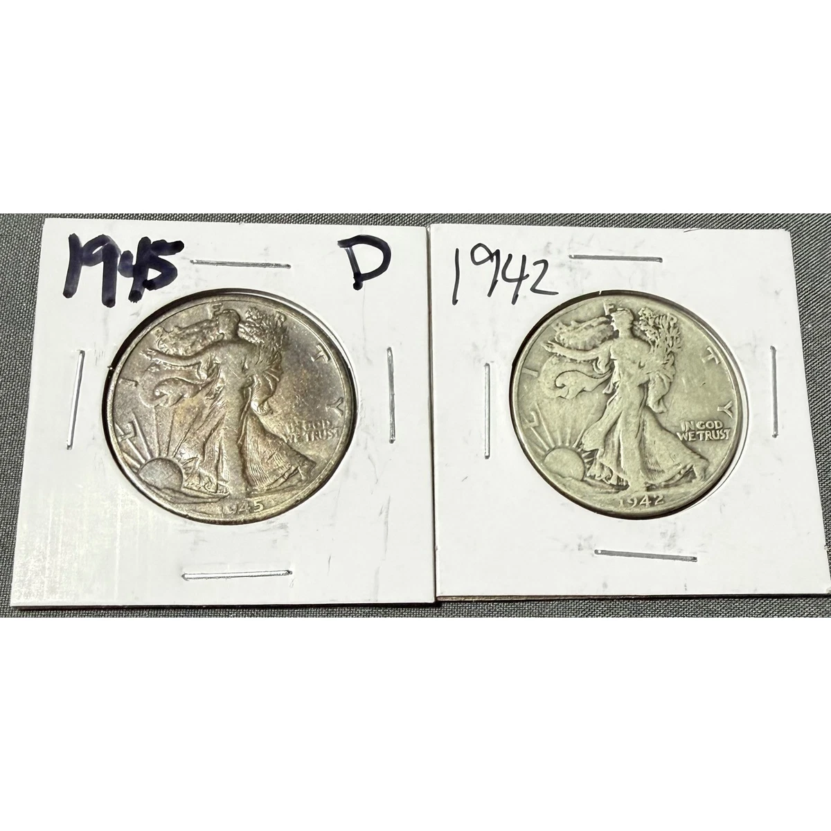 Circulated Silver 1942 Year Liberty Walking Half Dollars (1916