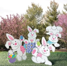 Tumbling Easter Bunnies Yard Signs   4 Pc, 20"  28"