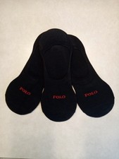POLO RALPH LAUREN No Show Liner Socks Mens Black Spellout