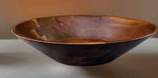 Vintage Large Solid American Wooden Bowl Artisan Crafted. 14X3" Beautiful Grain