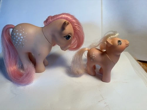 My Little Pony MLP G1 Cotton Candy Flat Foot 1982 & Baby Cotton Candy