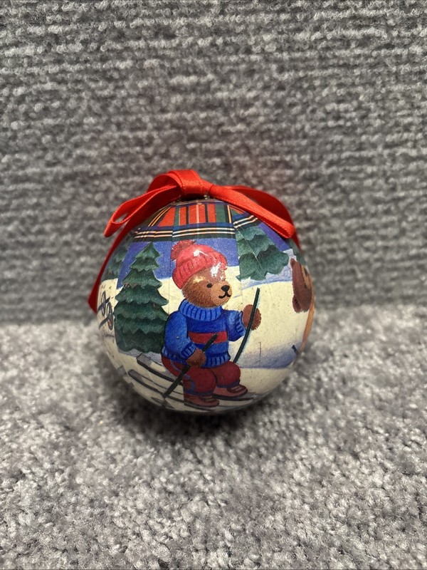 Skiing Bears Ball Ornament