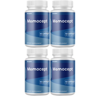 Memocept Brain Health Support, (4 Bottles) Genuine Cognitive Function Supplement