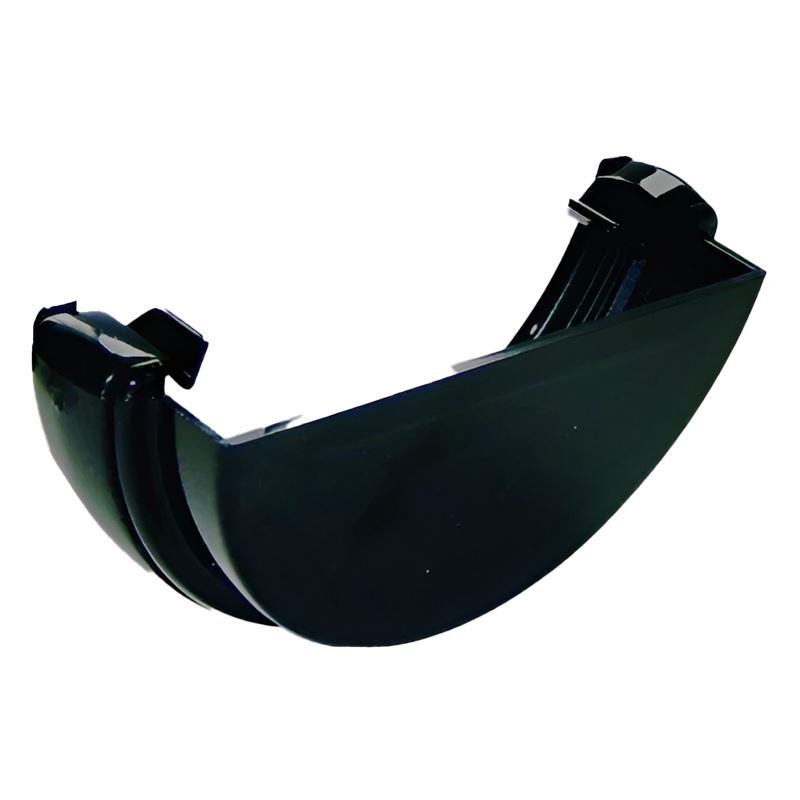 FLOPLAST 112mm Half Round Gutter External Stop End - Black - Pack of 2 - Image 2
