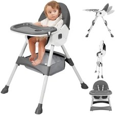 Baby High Chair, 6 in 1 Convertible High Chairs for Babies and Toddlers with 5-P
