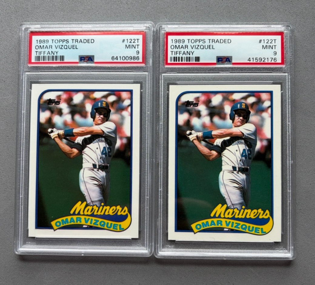 1989 Topps Traded Tiffany #122T Omar Vizquel RC PSA 9 MINT Indians (2) cd lot
