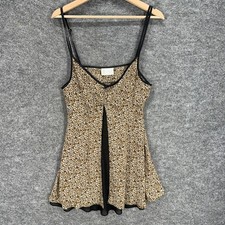 California Dynasty Night Gown Women M Medium Beige Animal Print V-Neck Sleep