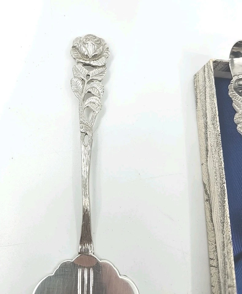 Juego de pinzas de azúcar rosa Hildesheimer alemanas vintage, servidor de pasteles antiguo 800 plata Foto 2 de 4