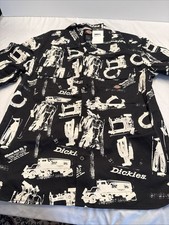 Dickies Men  s 100 All Over Print Shirt Black/White Size Medium -NWT