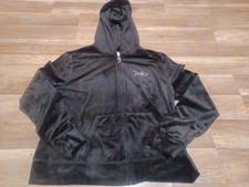 Vintage Y2K Juicy Couture Black Full Zip Hoodie Velour Rhinestone Women's Large
