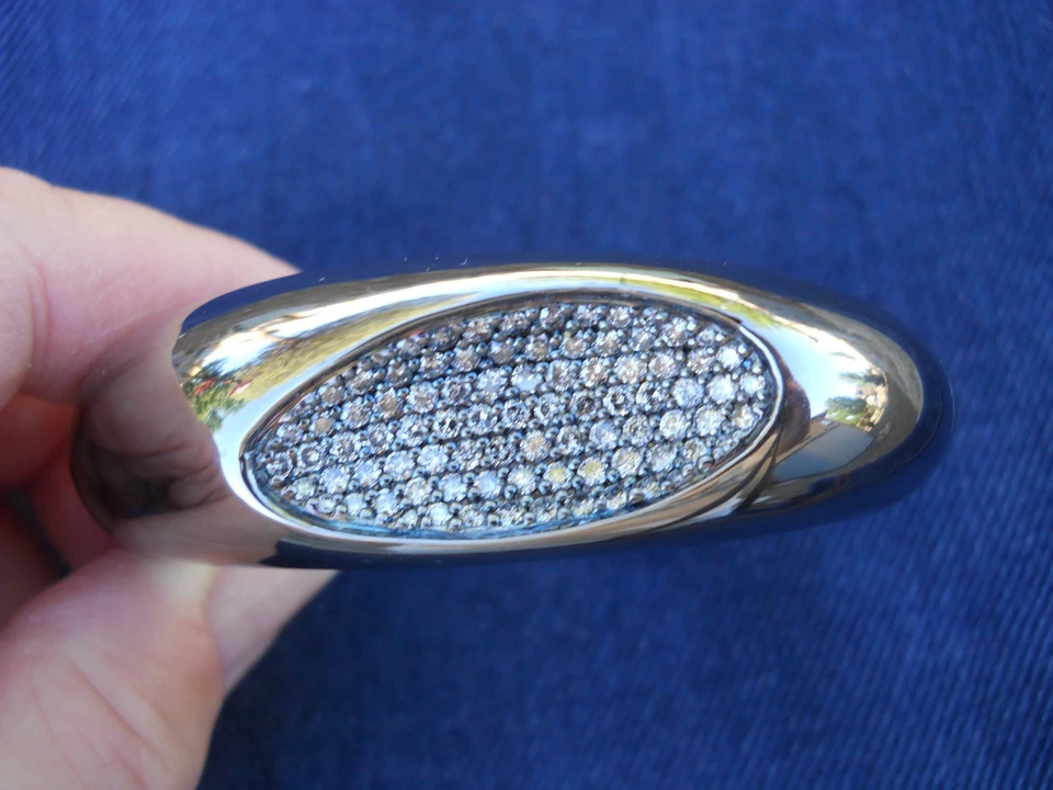 Brazalete/brazalete ROBERTO COIN plata esterlina y diamantes "CAPRI" OSCURO 51 g Foto 3 de 4