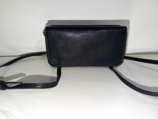 Fossil Women’s Black Solid Zip-Around Wallet Crossbody Strap, Card Slots