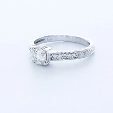 0.87ctw Natural Diamonds F/SI1 Round Cut 14K Gold Four-Prong Vintage Accent Ring