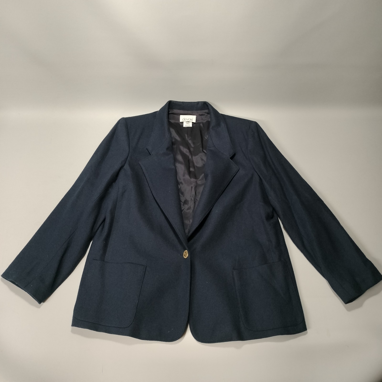 Devon Dark Navy Blue Gold Button Wool Blazer Jack… - image 1
