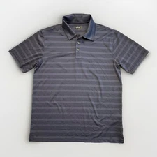 Bolle Mens Navy Polo Sz L Short Sleeve Stripe Casual