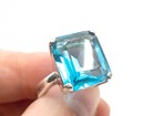 Sterling Silver & Simulated Blue Topaz Costume Cocktail Ring Size 7.75 - As-Is — photo 10