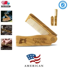 olding Wooden Comb or Men - Sandalwood Switchblade Beard Comb or Grooming and...