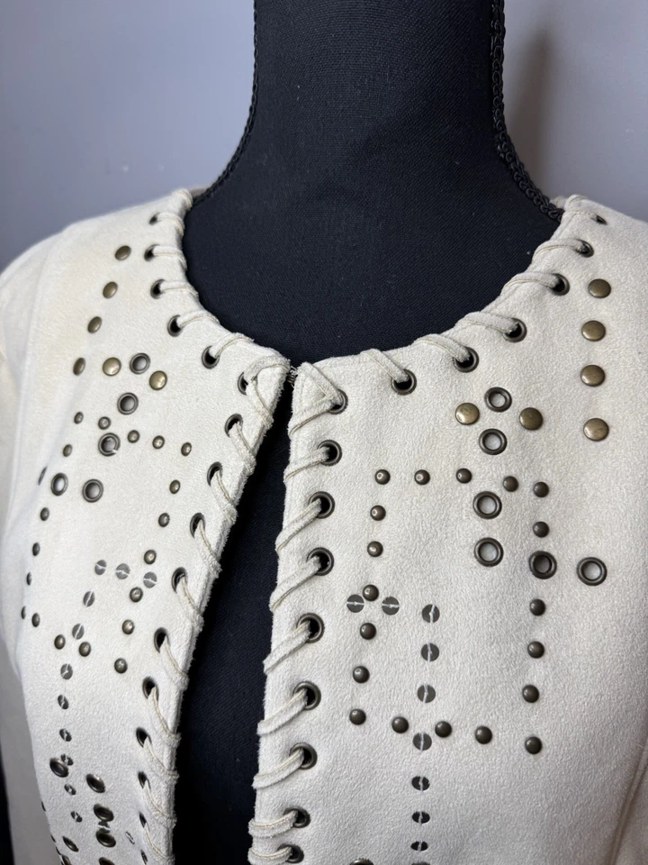 Chaqueta de gamuza sintética Hearts Of Palm para mujer ojales talla 22 tostado Foto 3 de 4